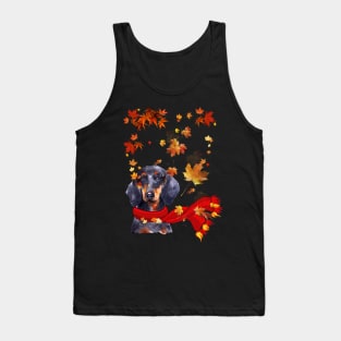 Maple Leaf Dachshund Fall Hello Autumn Gift Tank Top